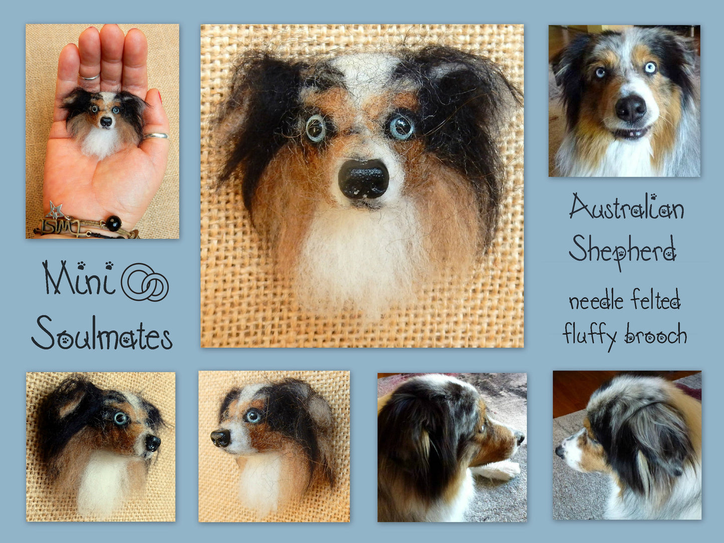 Aussie pin needle felted brooch