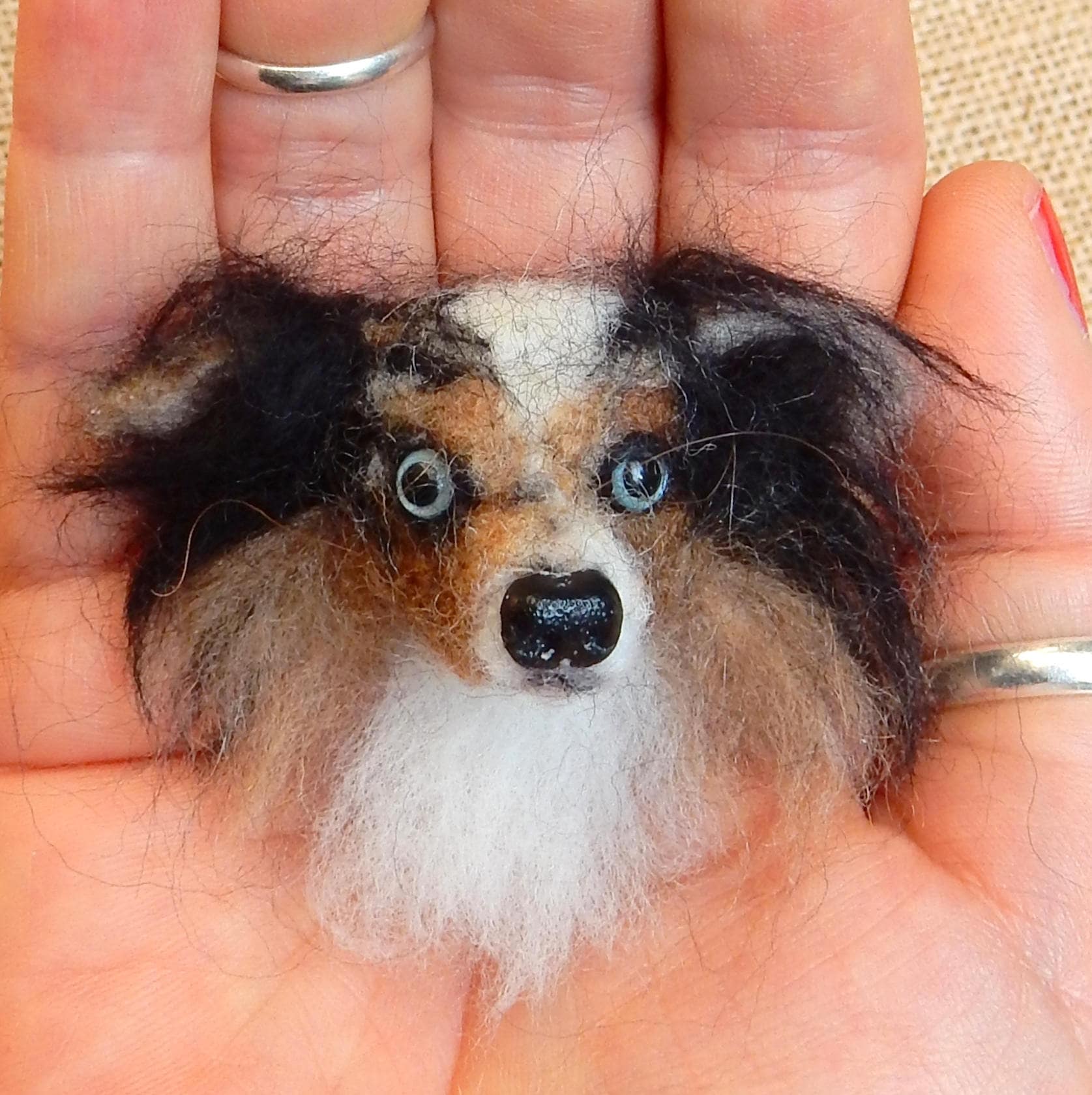 Aussie pin needle felted brooch