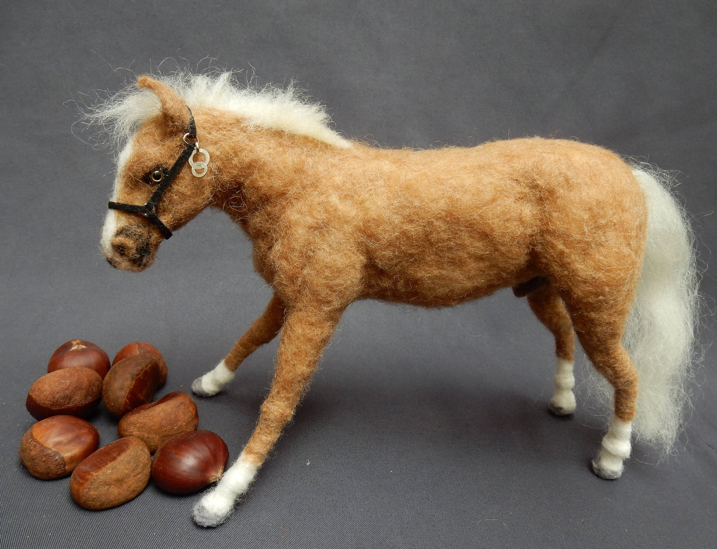 Haflinger mare custom-felted horse replica