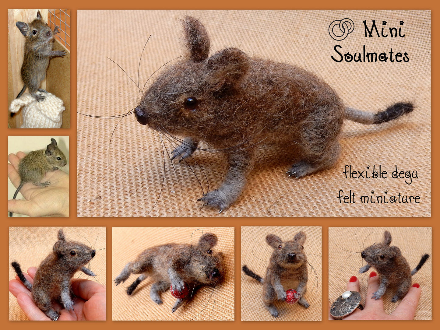 Faux taxidermy rat needle felted mouse wool replica