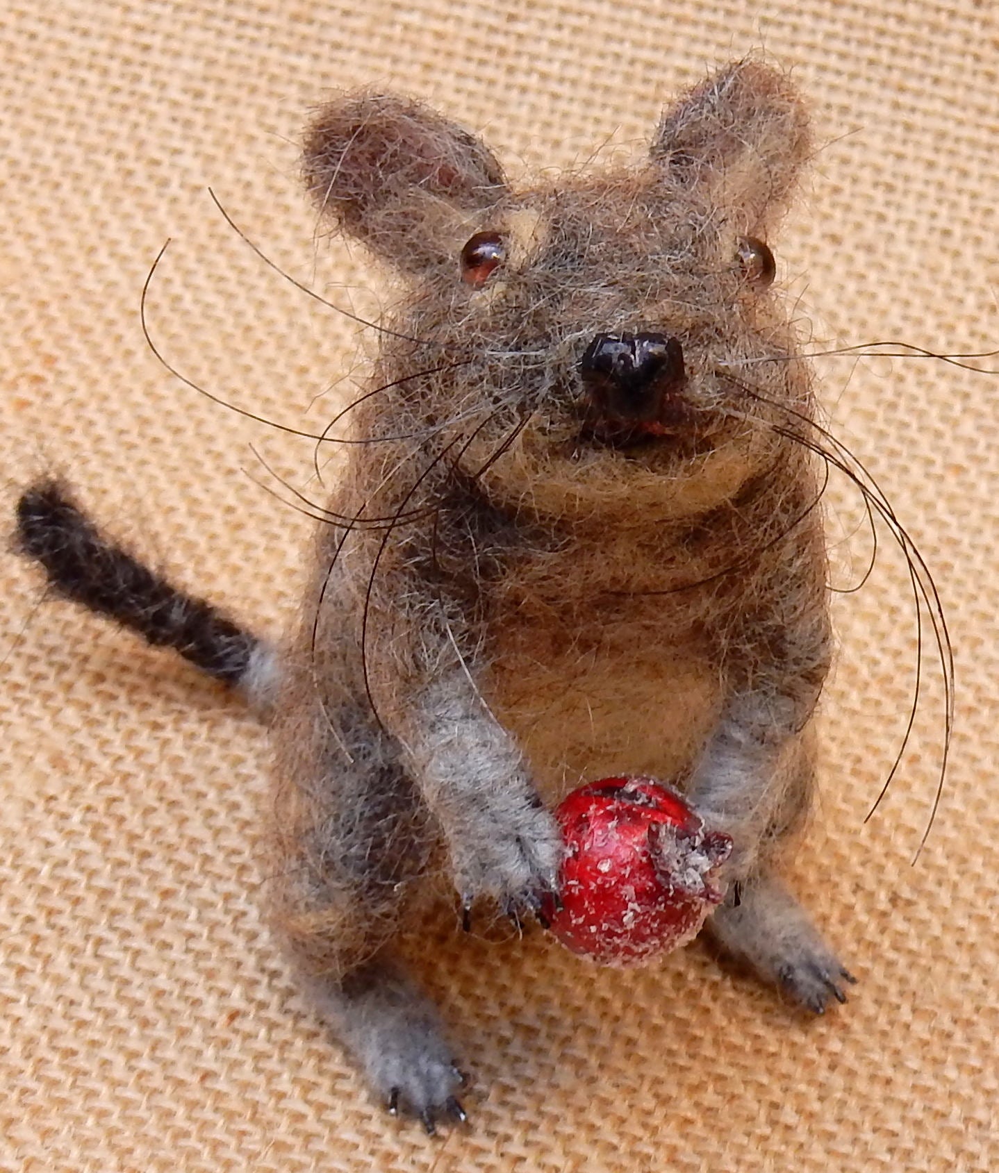 Faux taxidermy rat needle felted mouse wool replica