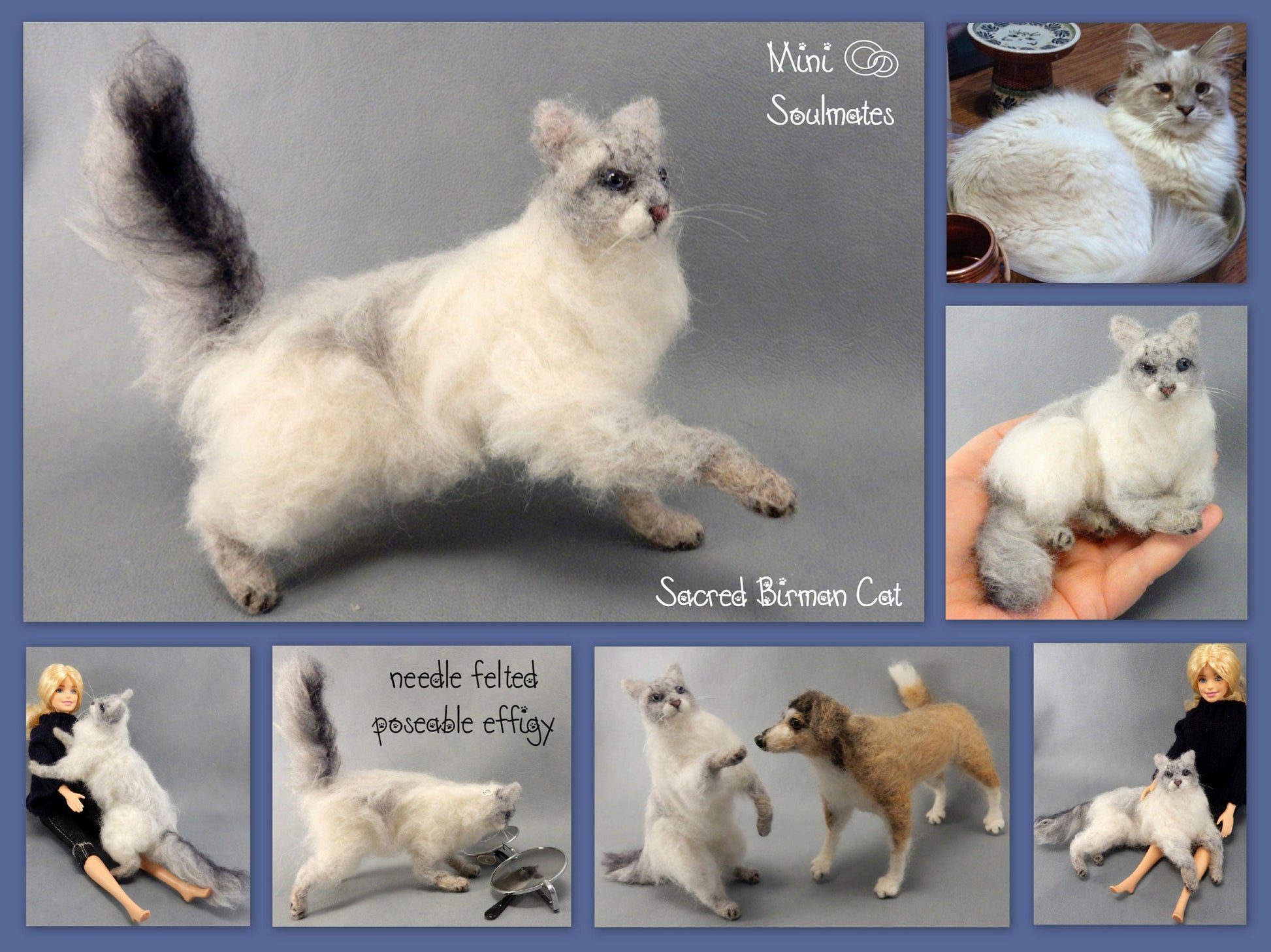 Custom felted cat sculpture