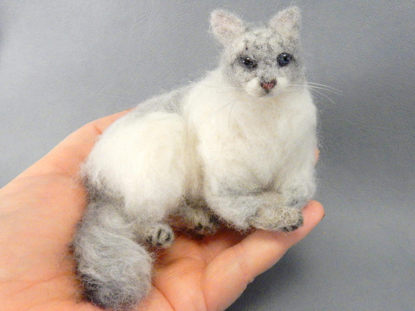 Custom felted cat sculpture