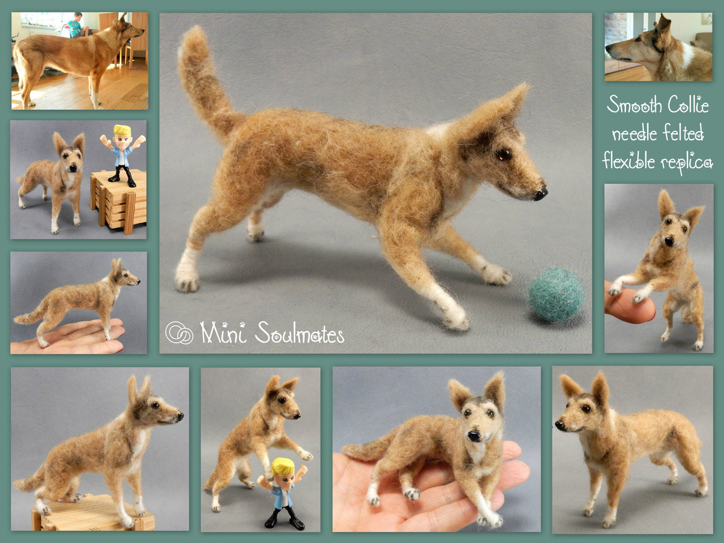 Smooth Collie needle-felted dog miniature figure