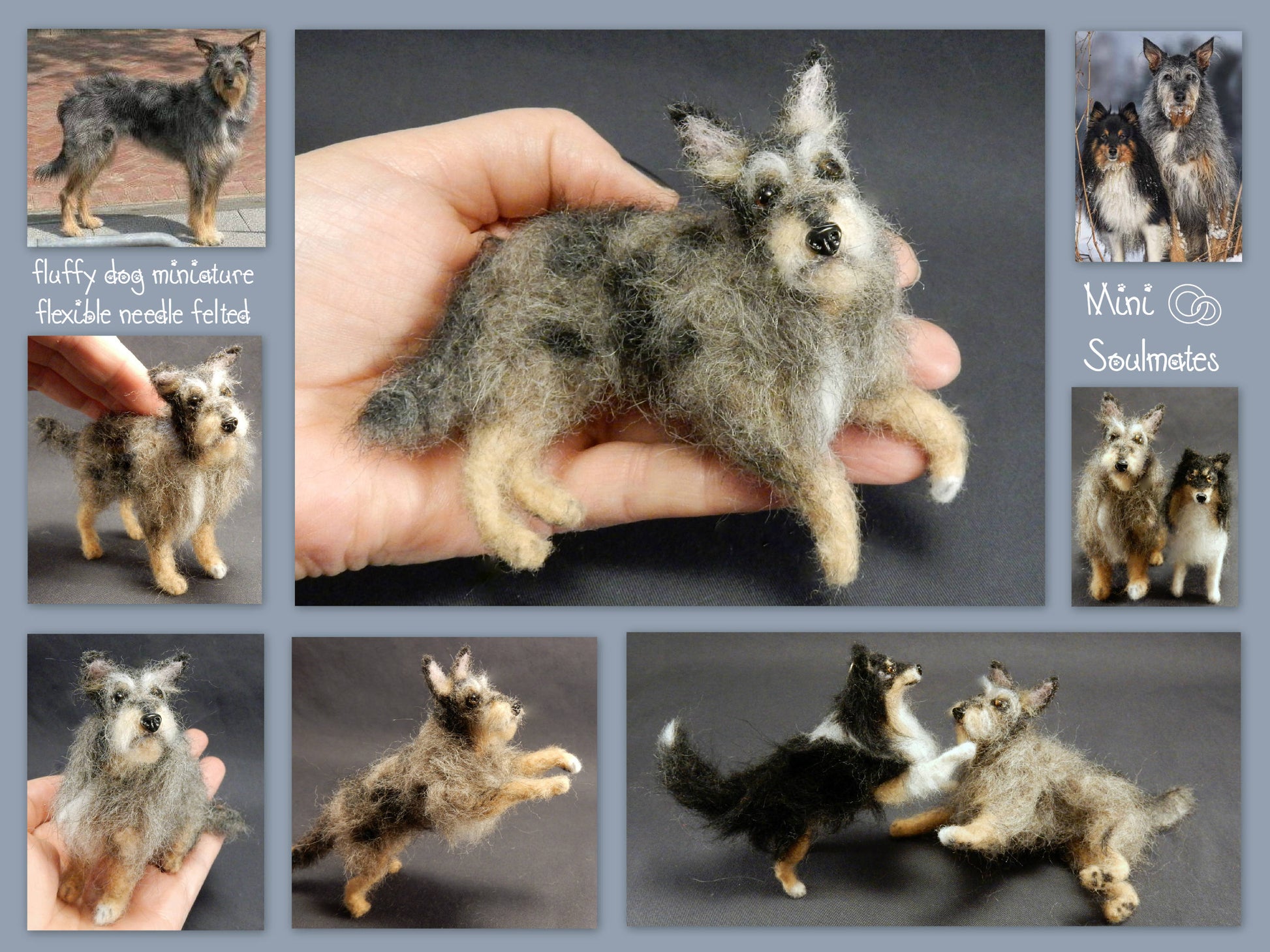 Deerhound needle-felted dog keepsake