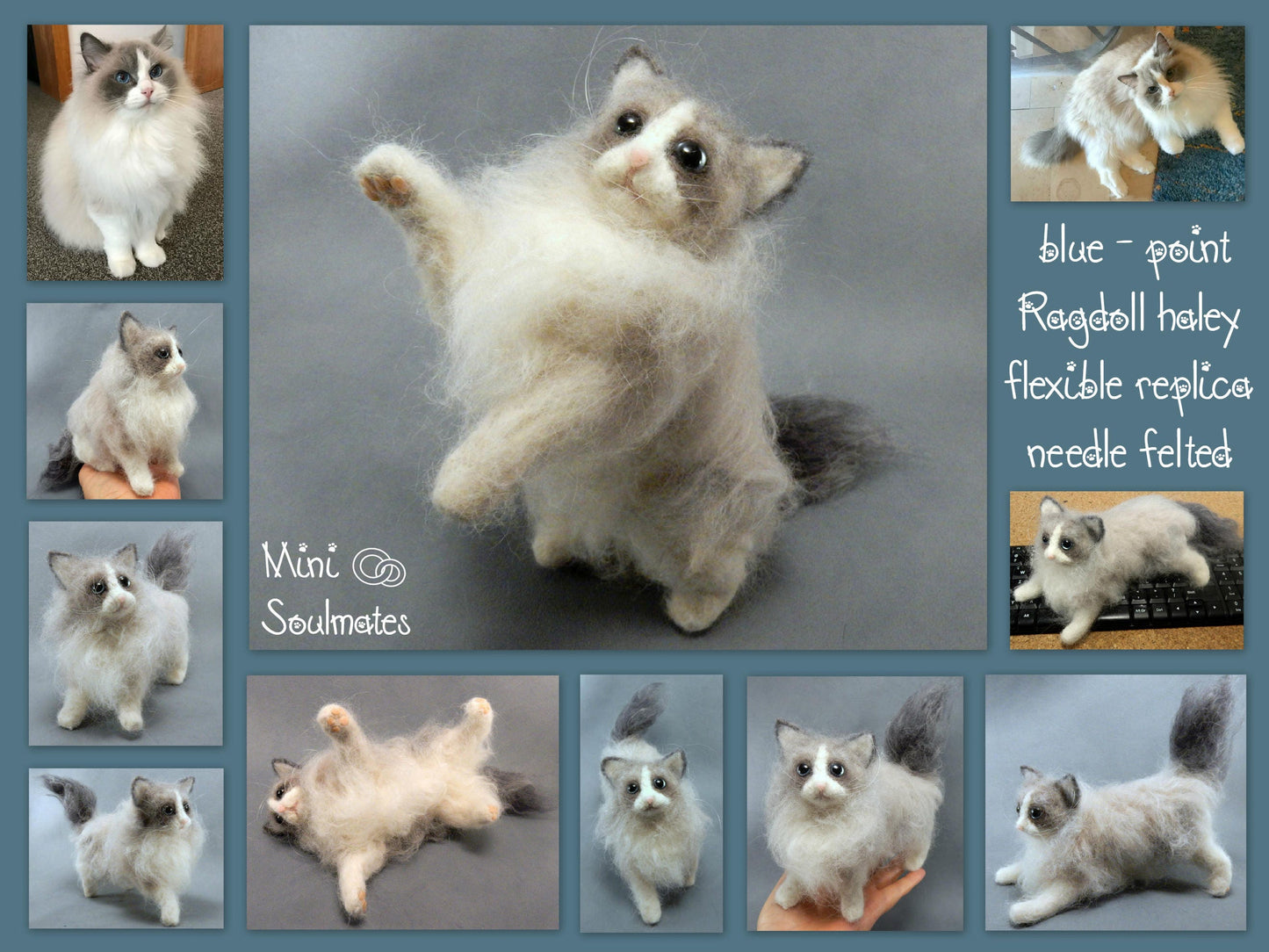 Custom felted cat sculpture