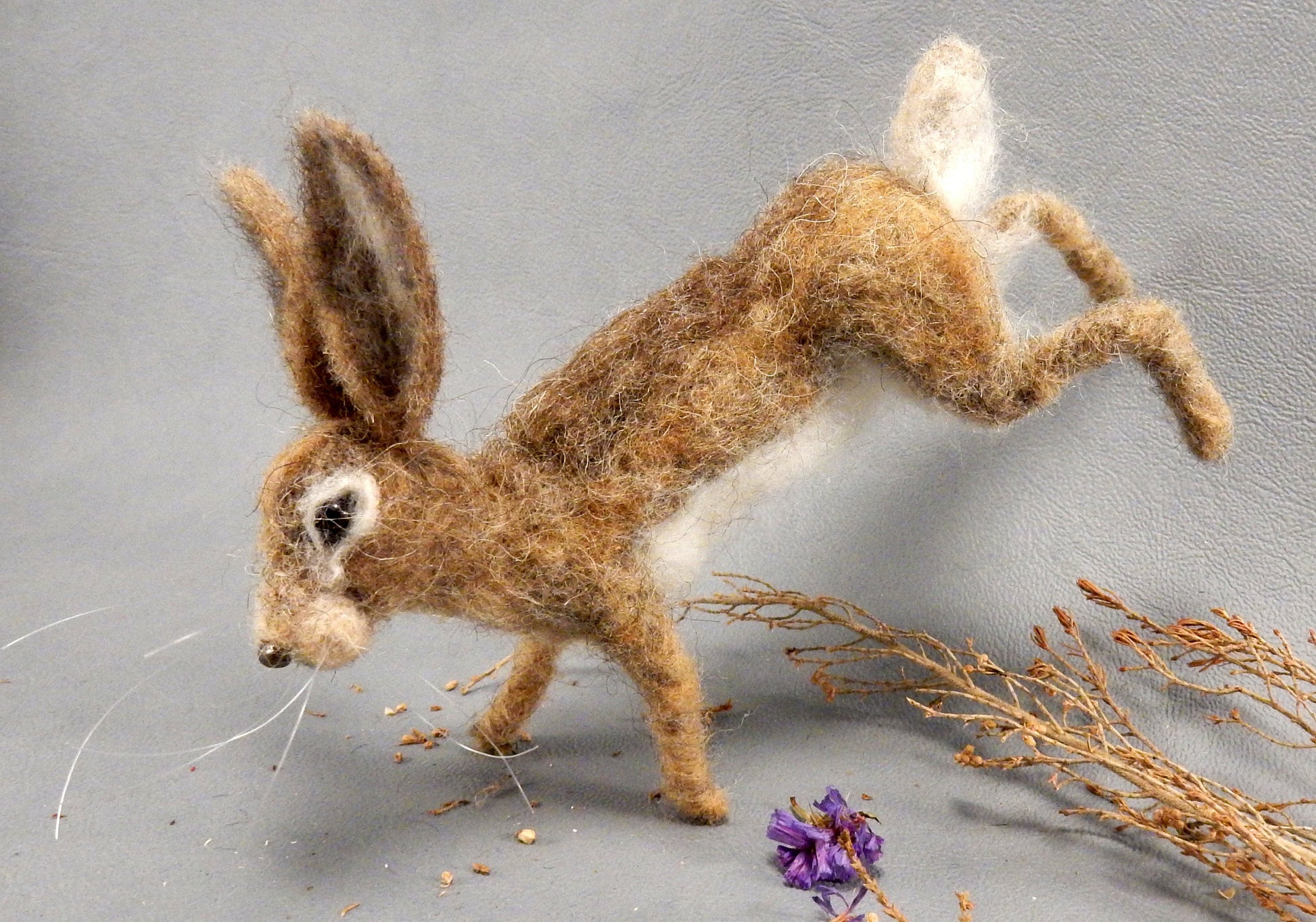 needle-felted hare faux taxidermy