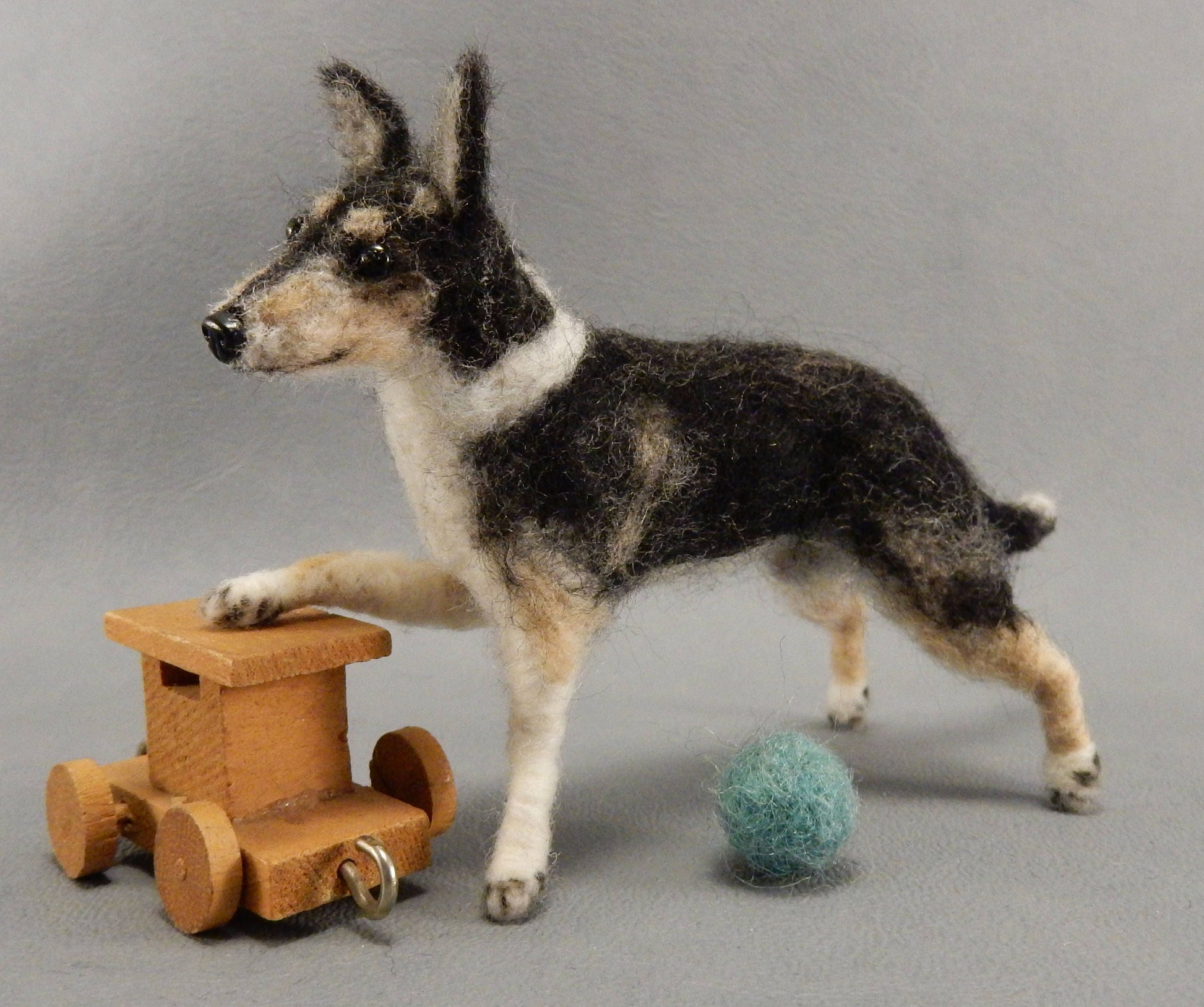 Smooth Collie needle-felted dog miniature figure