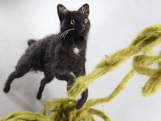 Custom felted cat replica black cat 