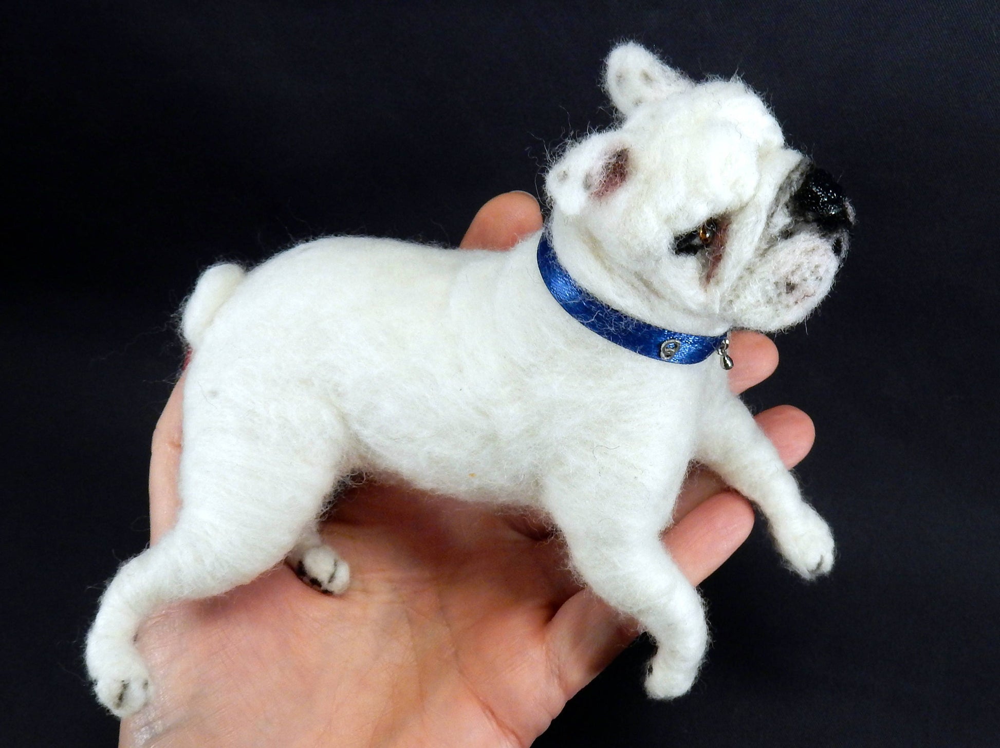 English Bulldog art needle-felted dog replica