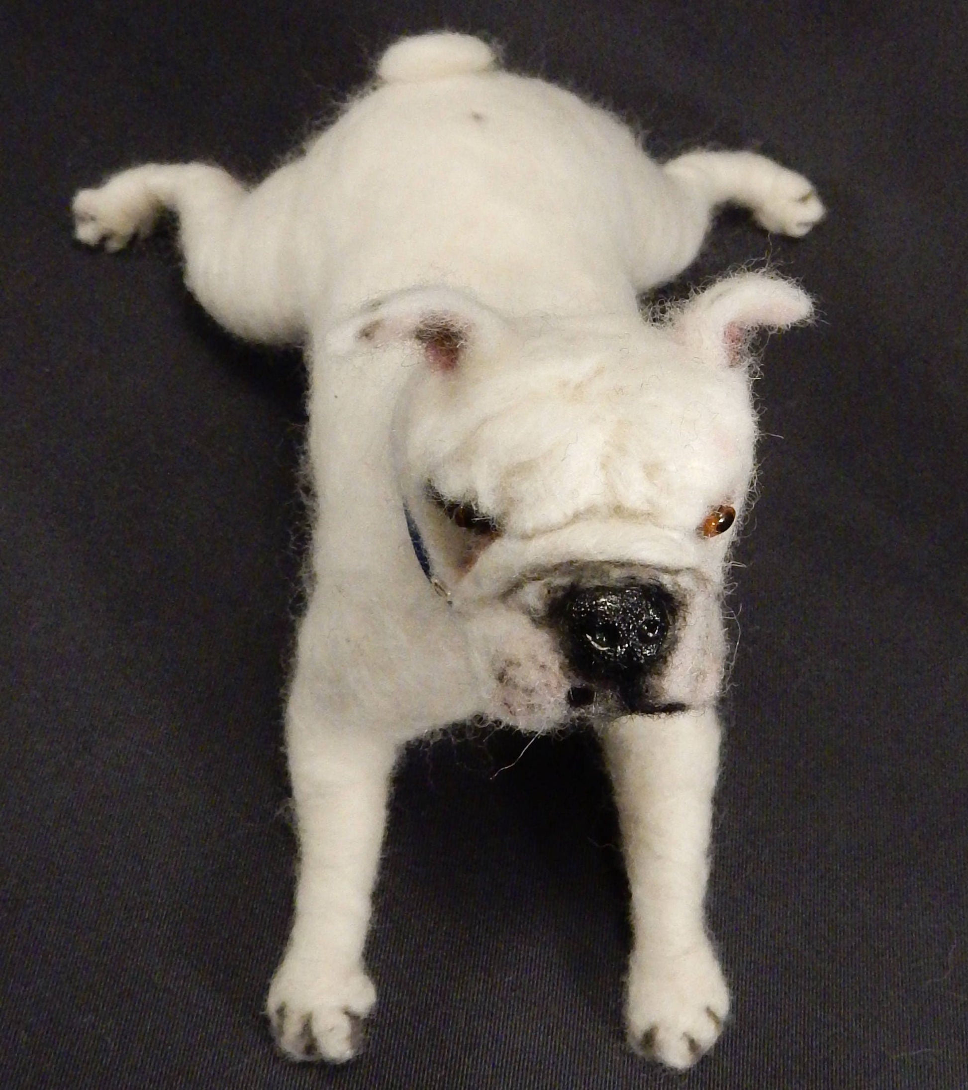 English Bulldog art needle-felted dog replica