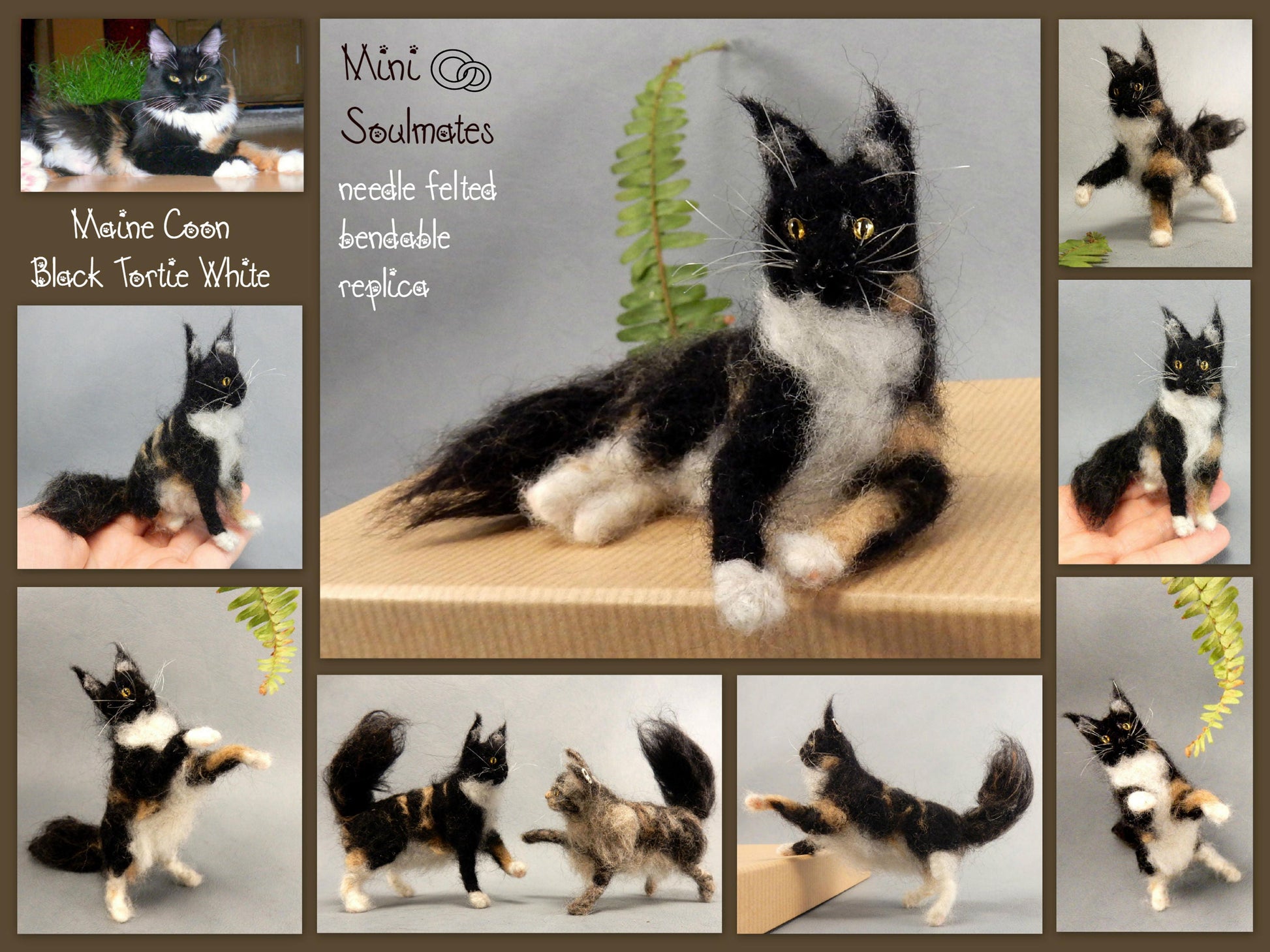 Maine Coon cat needle felted cat miniature custom cat loss memorial co