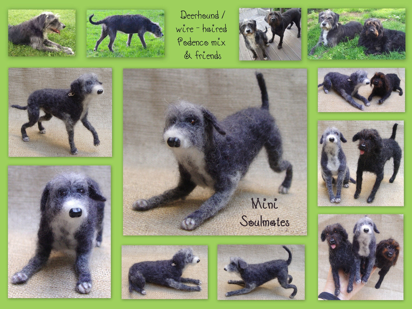 Deerhound needle-felted dog keepsake