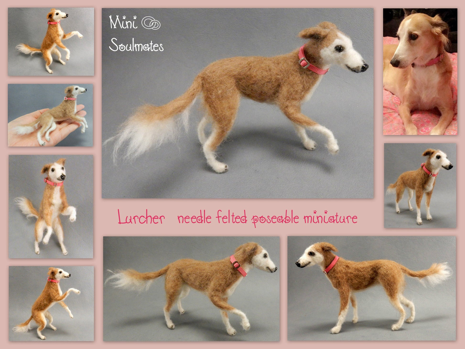 Custom dog replica Lurcher felt dog miniature