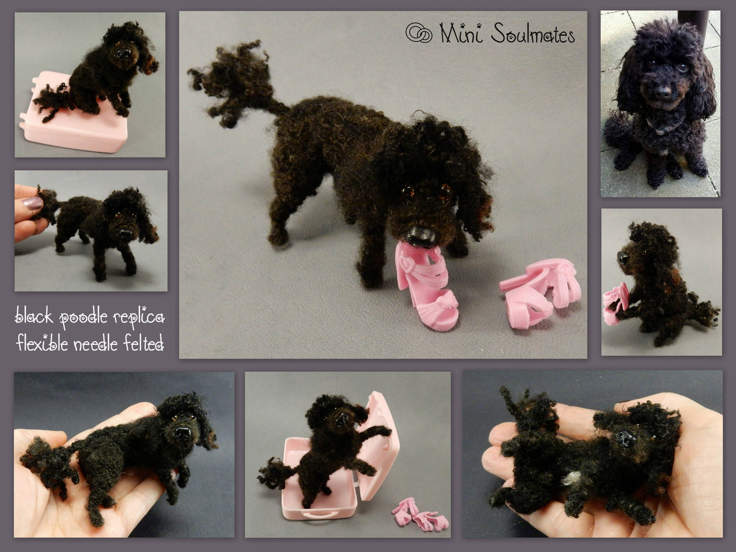 black Poodle needle-felted dog miniature