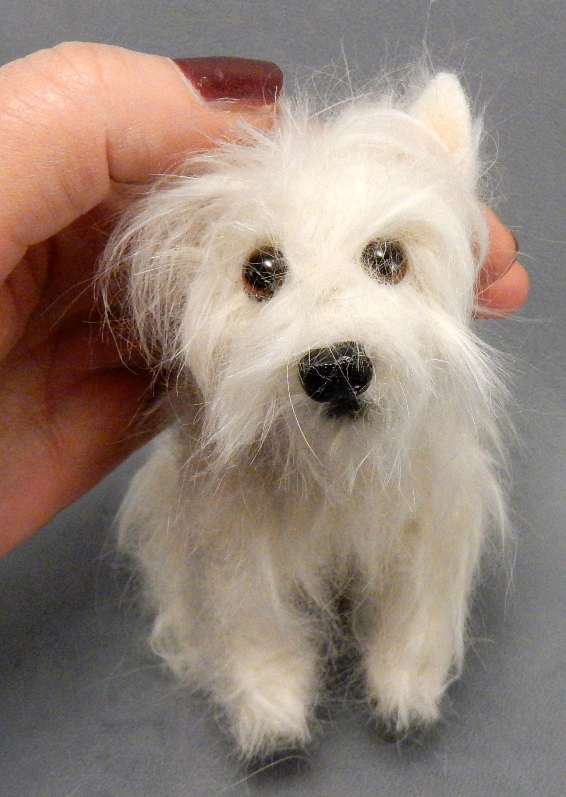 Westie felted sculpture custom dog replica needle felt dog miniature c