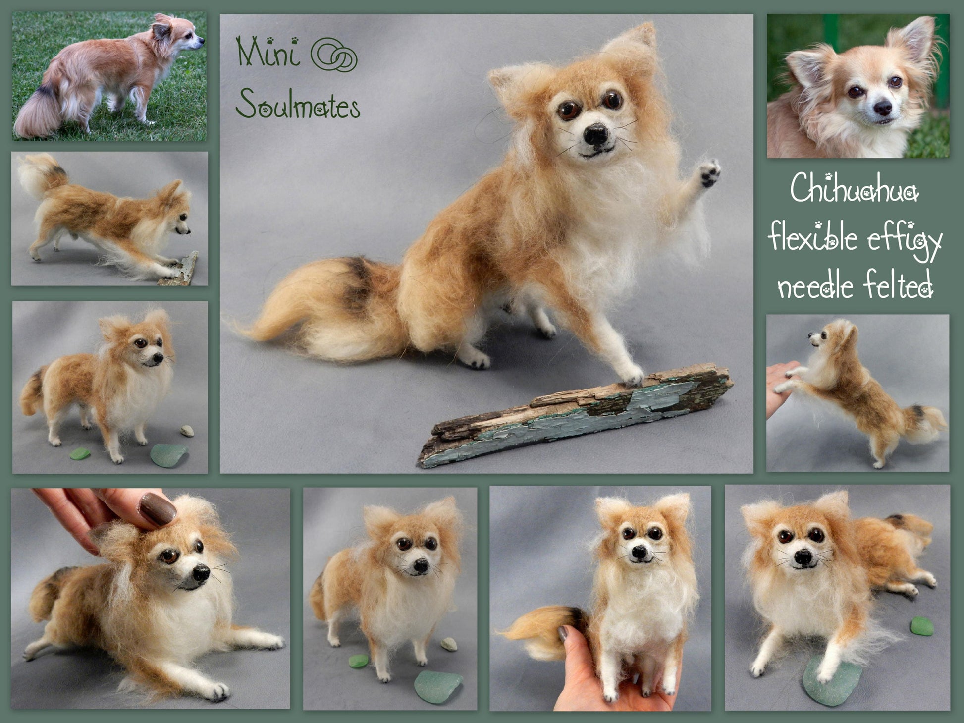 Red Chihuahua custom-felted dog miniature