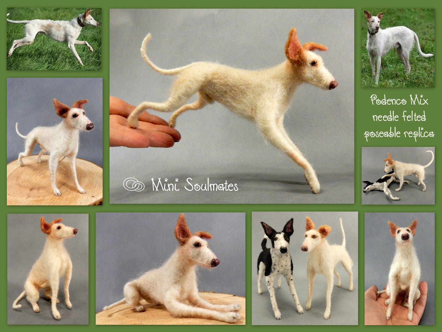 Podenco needle-felt dog miniature look alike keepsake