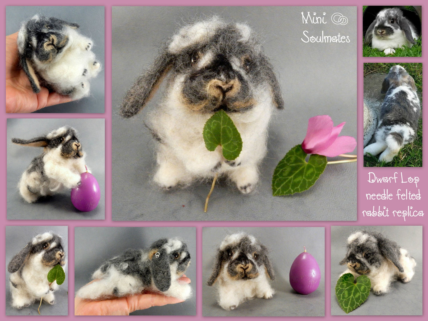 Custom felt rabbit miniature needle felted rabbit lover gift Dwarf Lop