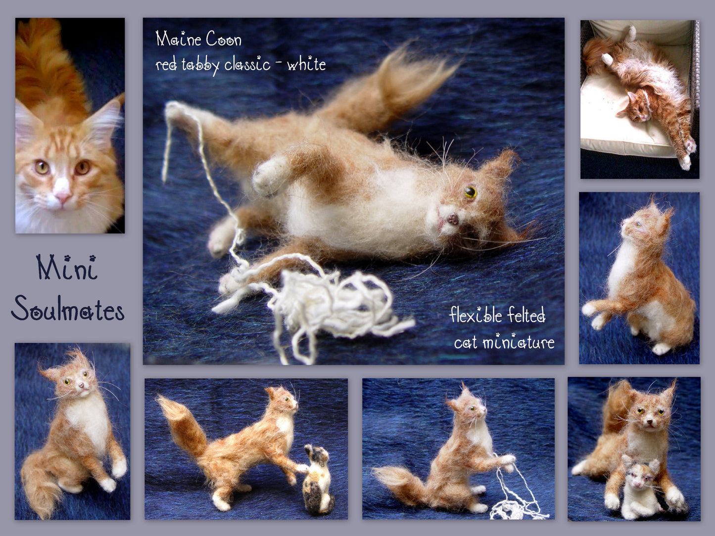 Red Red Maine Coon cat lover gift needle-felted cat miniature