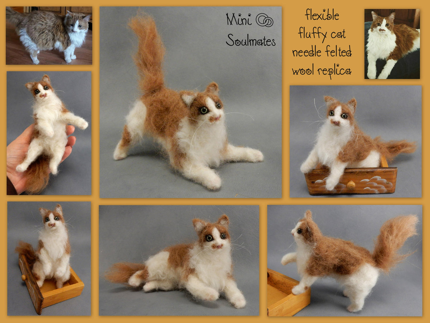 Red Maine Coon cat lover gift needle-felted cat miniature