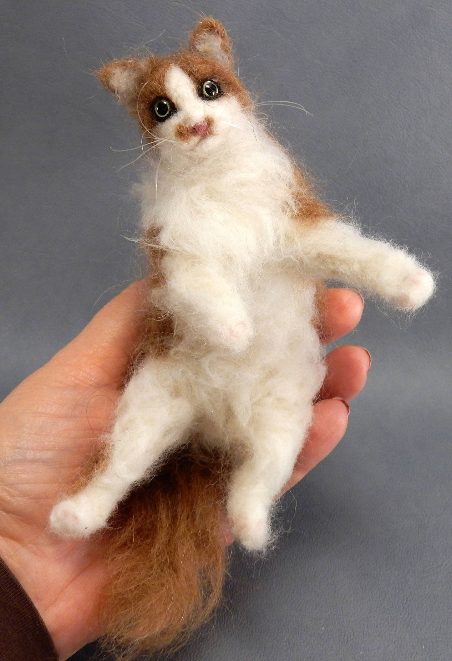 Red Maine Coon cat lover gift needle-felted cat miniature