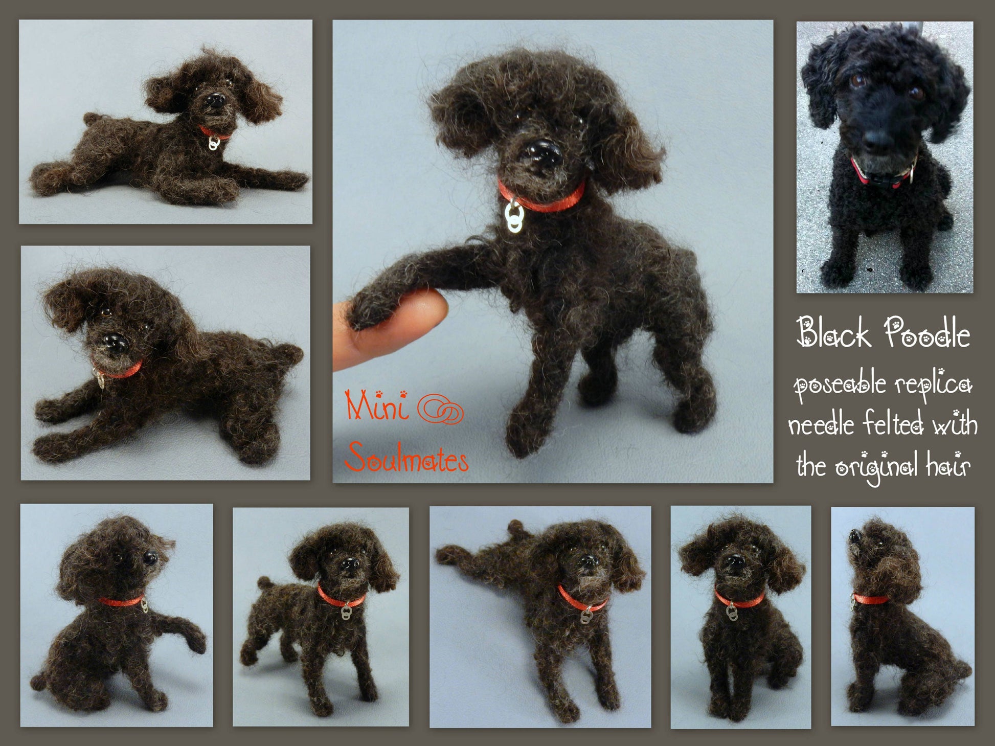 black Poodle needle-felted dog miniature