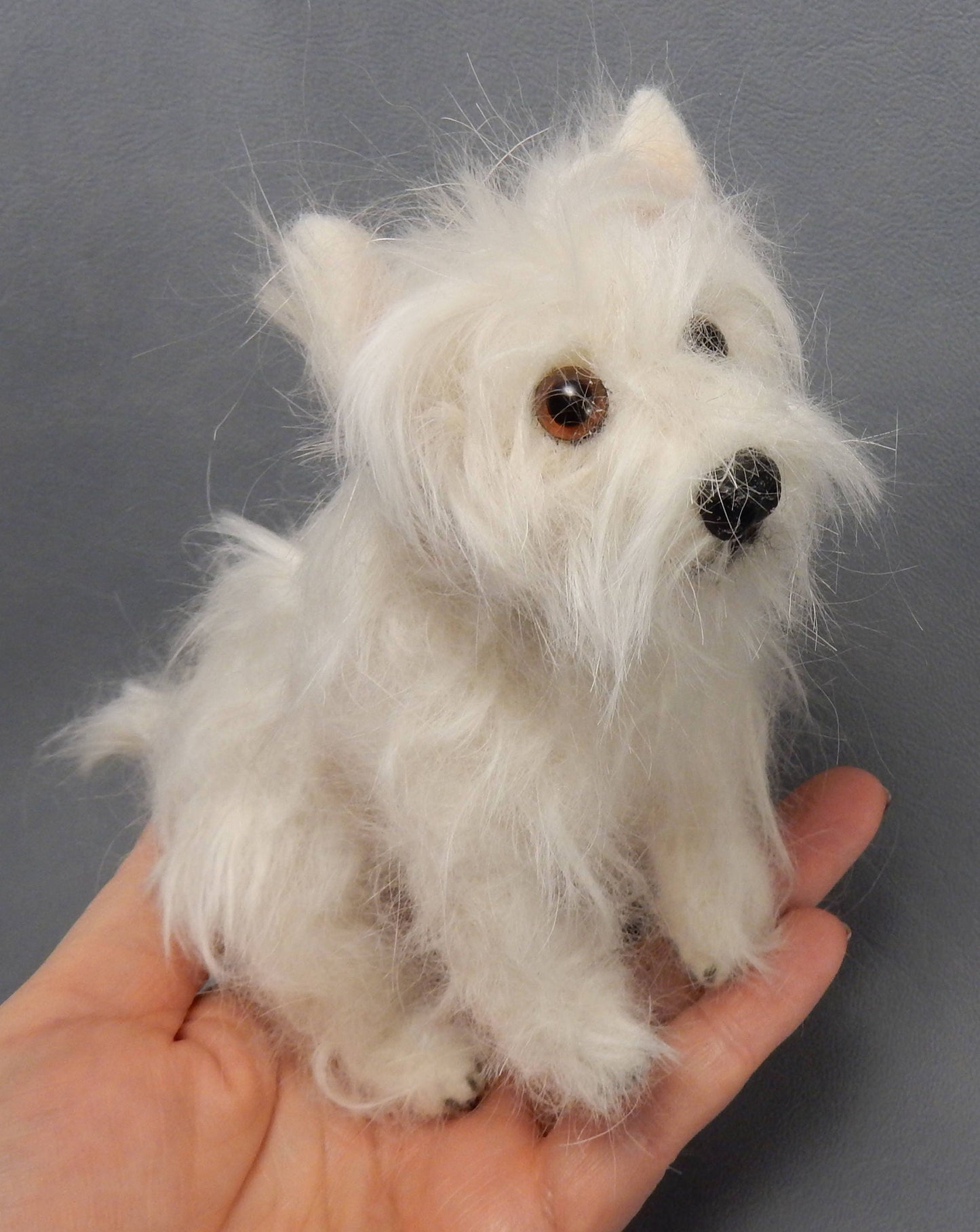 Westie felted with dog hair needle-felted dog miniature