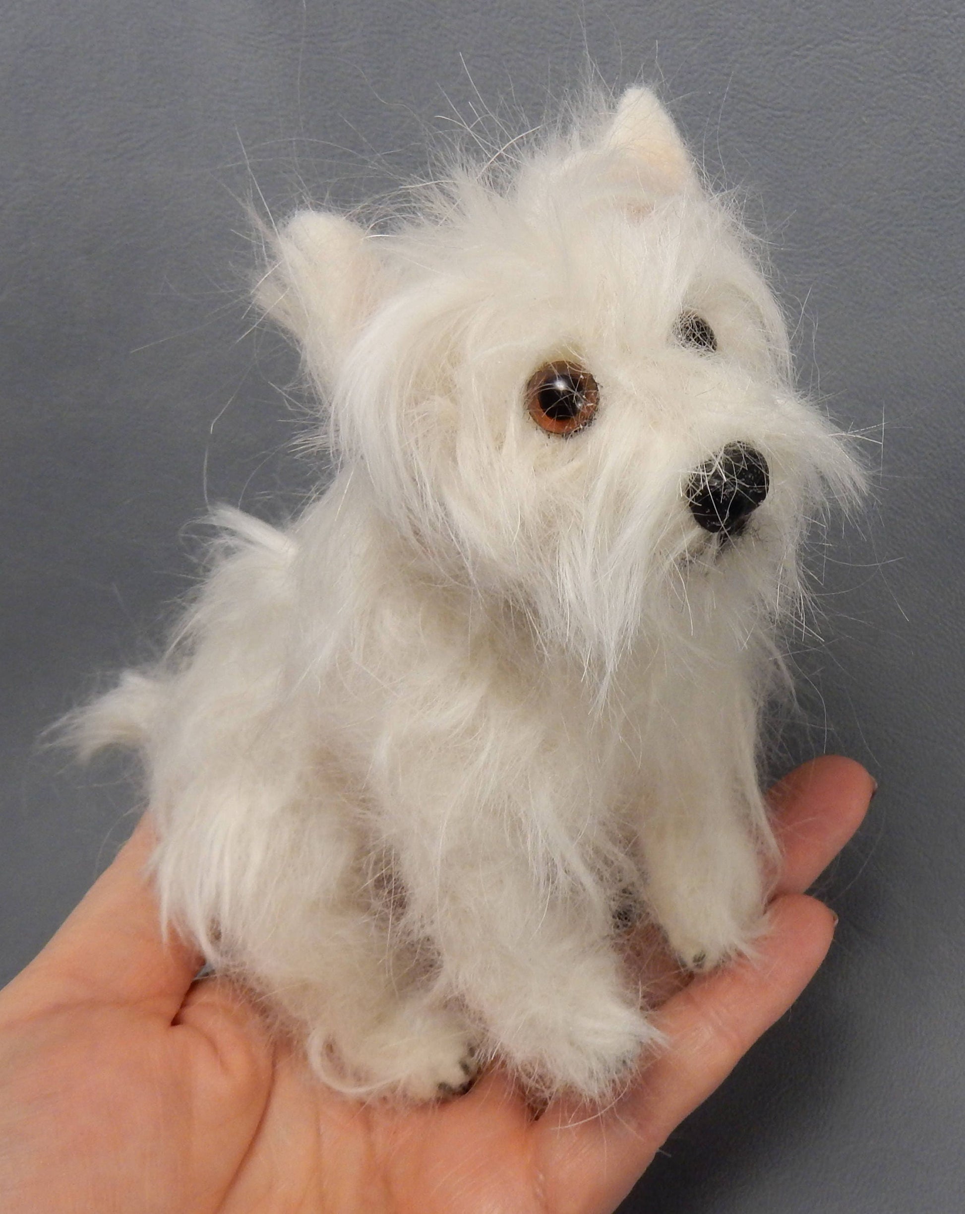 Westie felted with dog hair needle-felted dog miniature