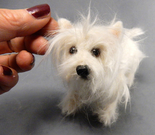 Westie felted with dog hair needle-felted dog miniature