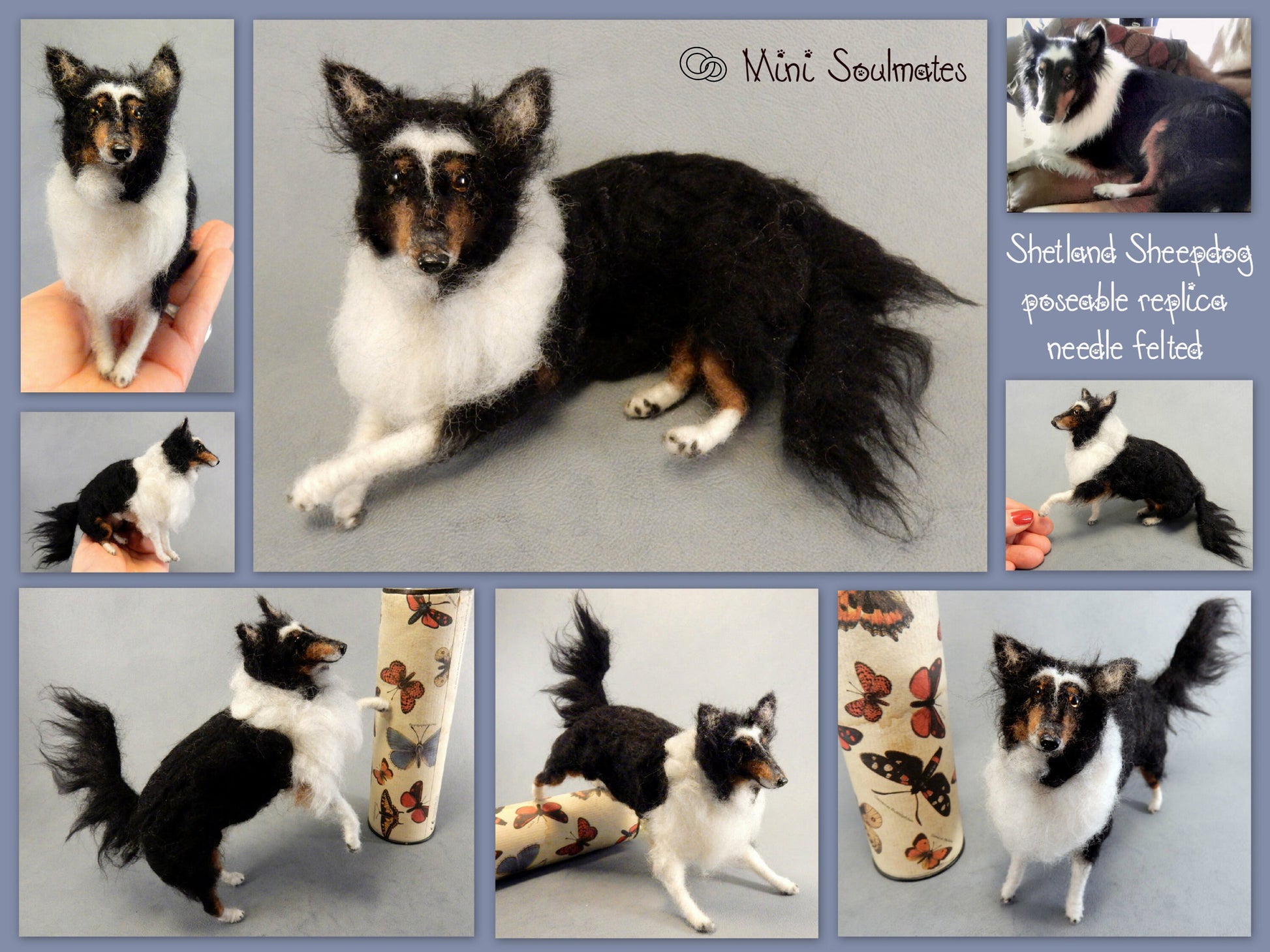 Sheltie needle-felted dog miniature Rough Collie dog replica