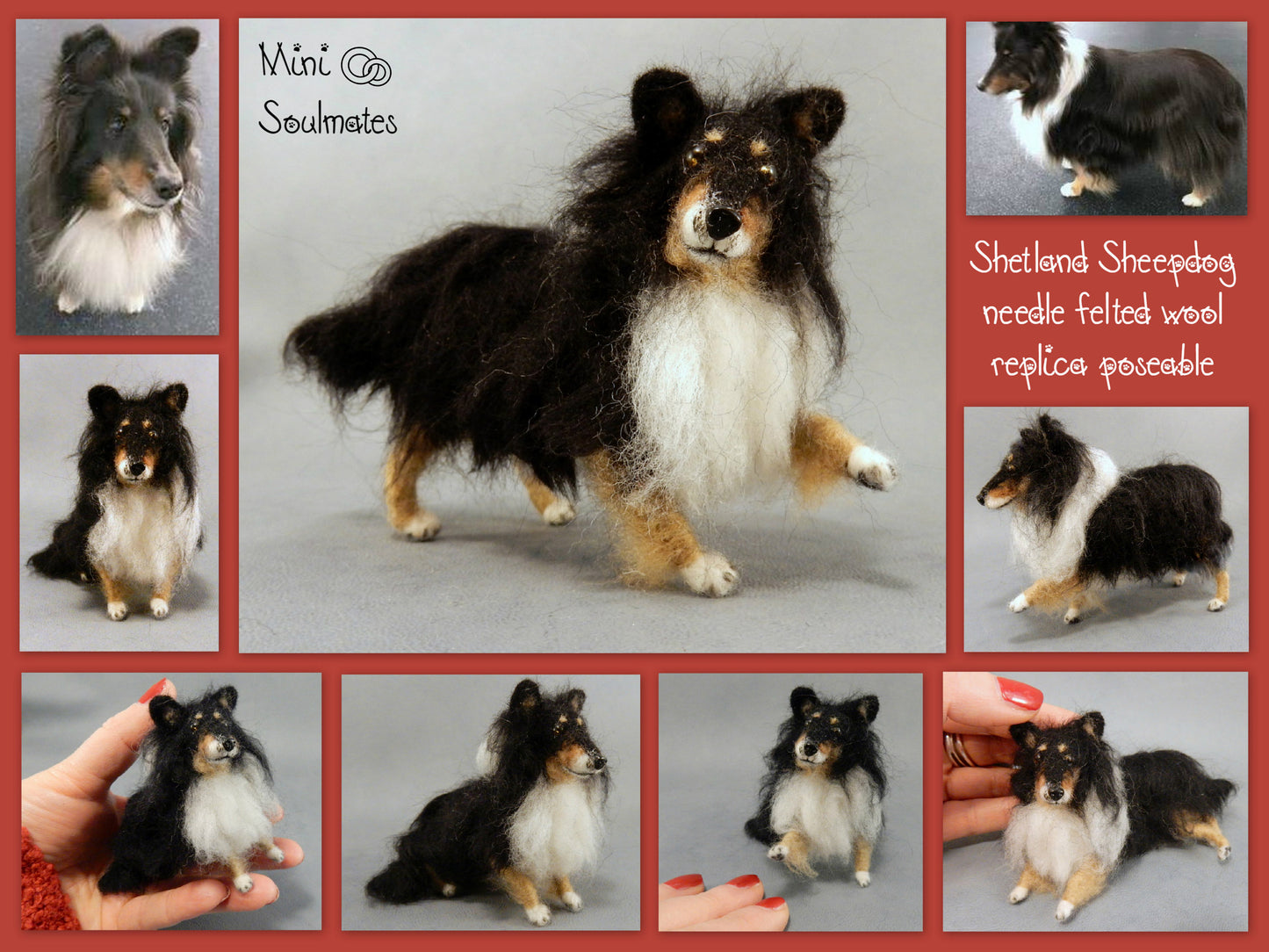 Sheltie needle-felted dog miniature Rough Collie dog replica