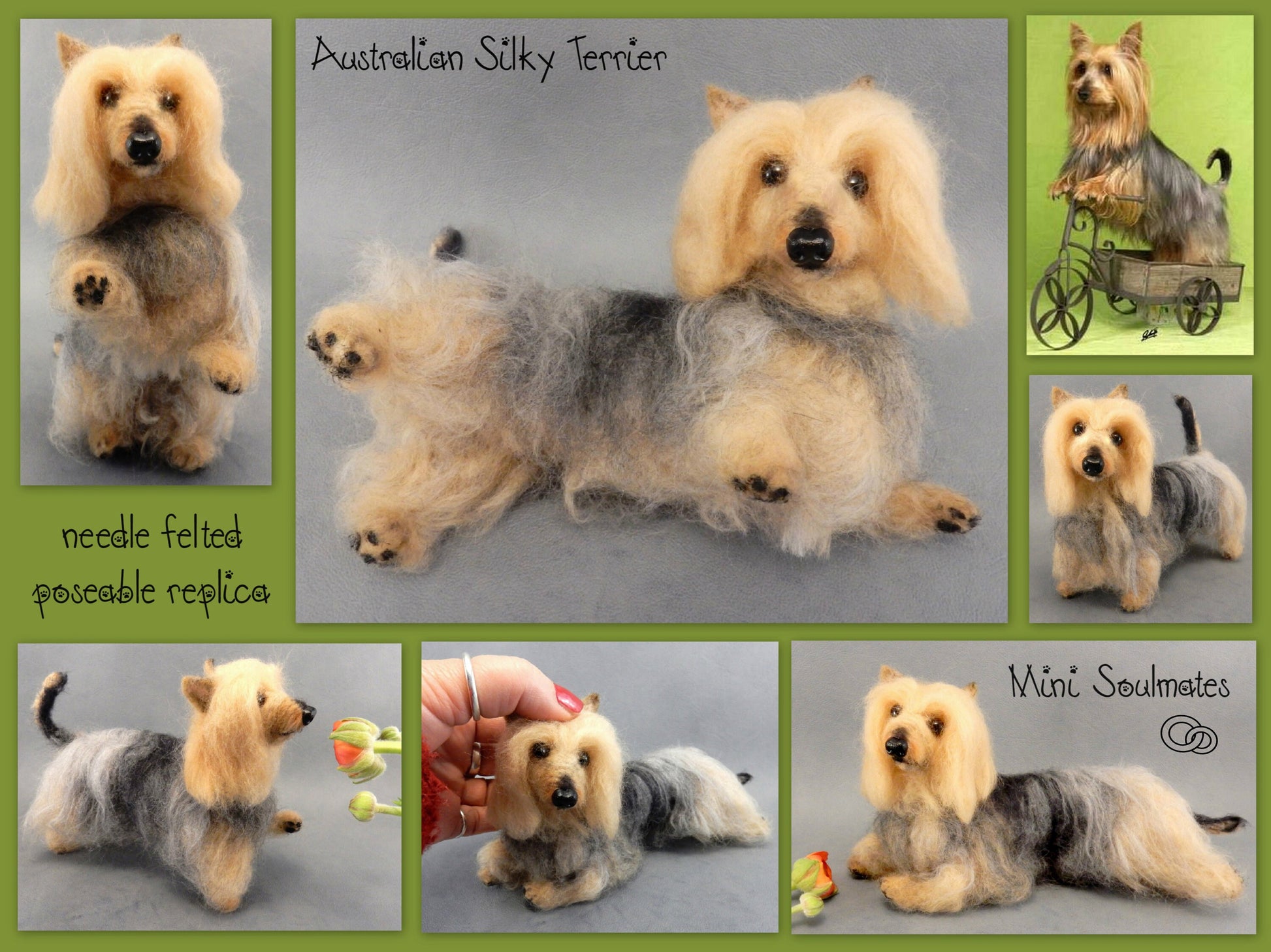 Australian Silly Terrier - Silky Terrier effigy needle-felted dog 