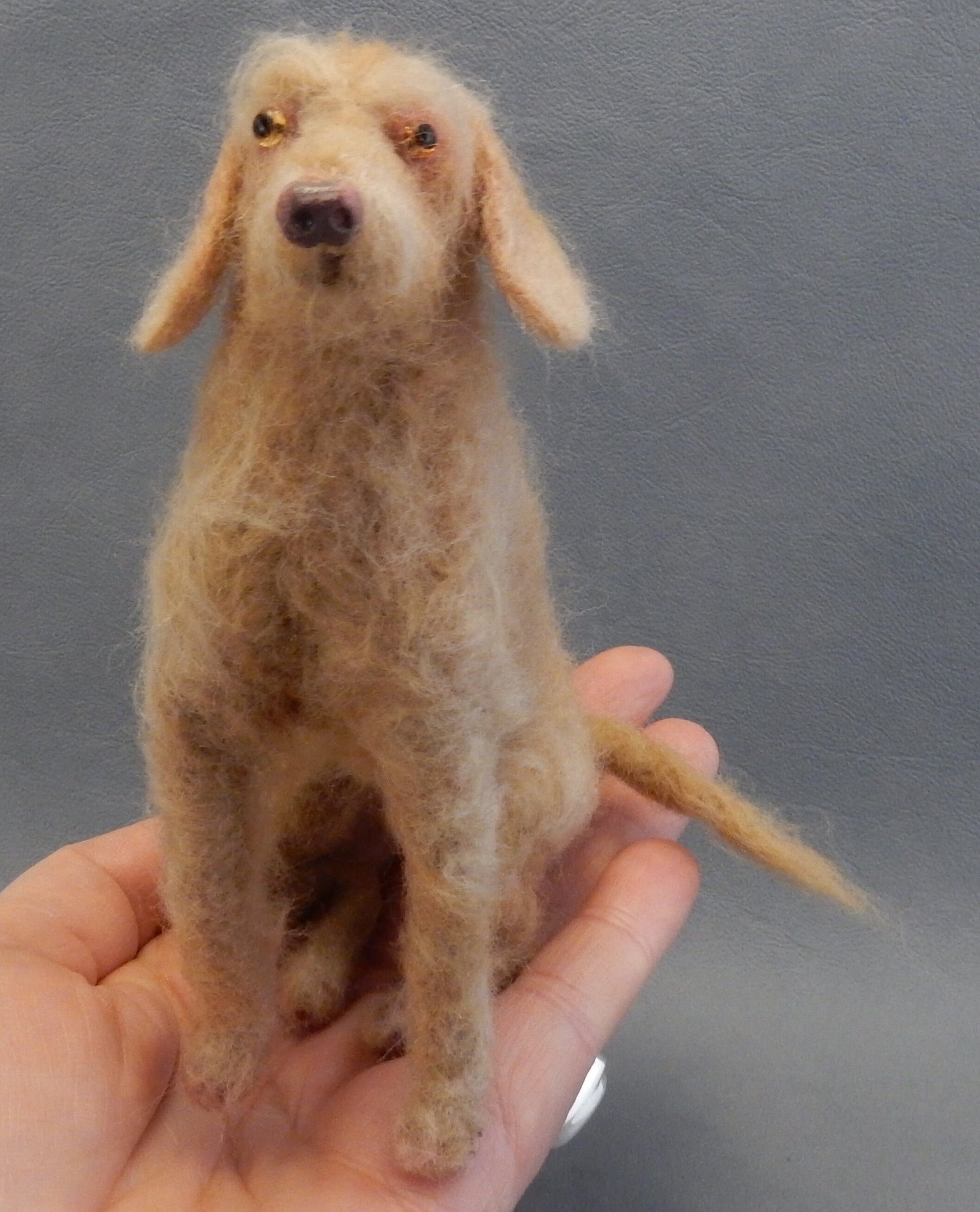 Drahthaar needle-felted dog urn deco