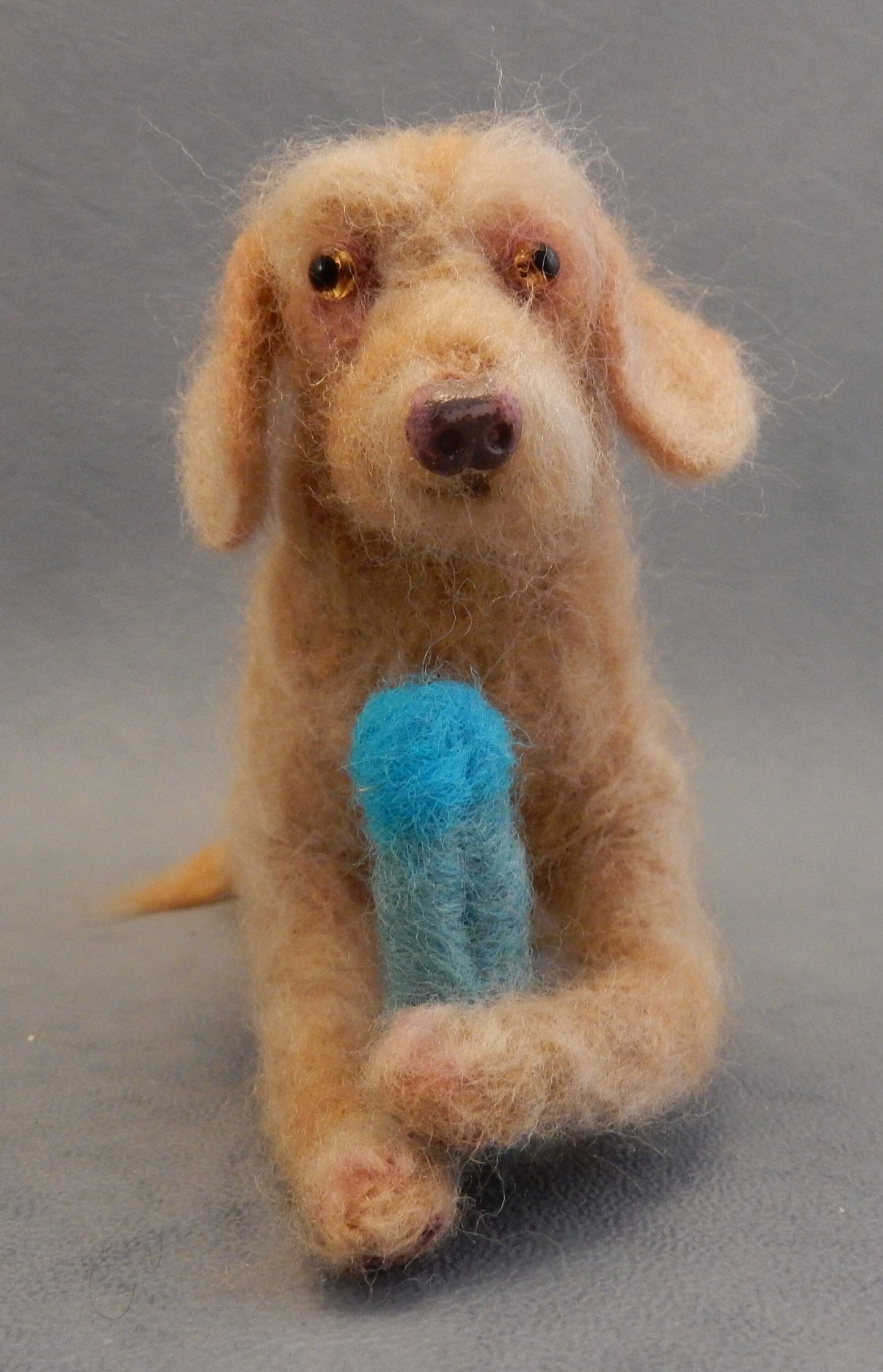 Drahthaar needle-felted dog urn deco