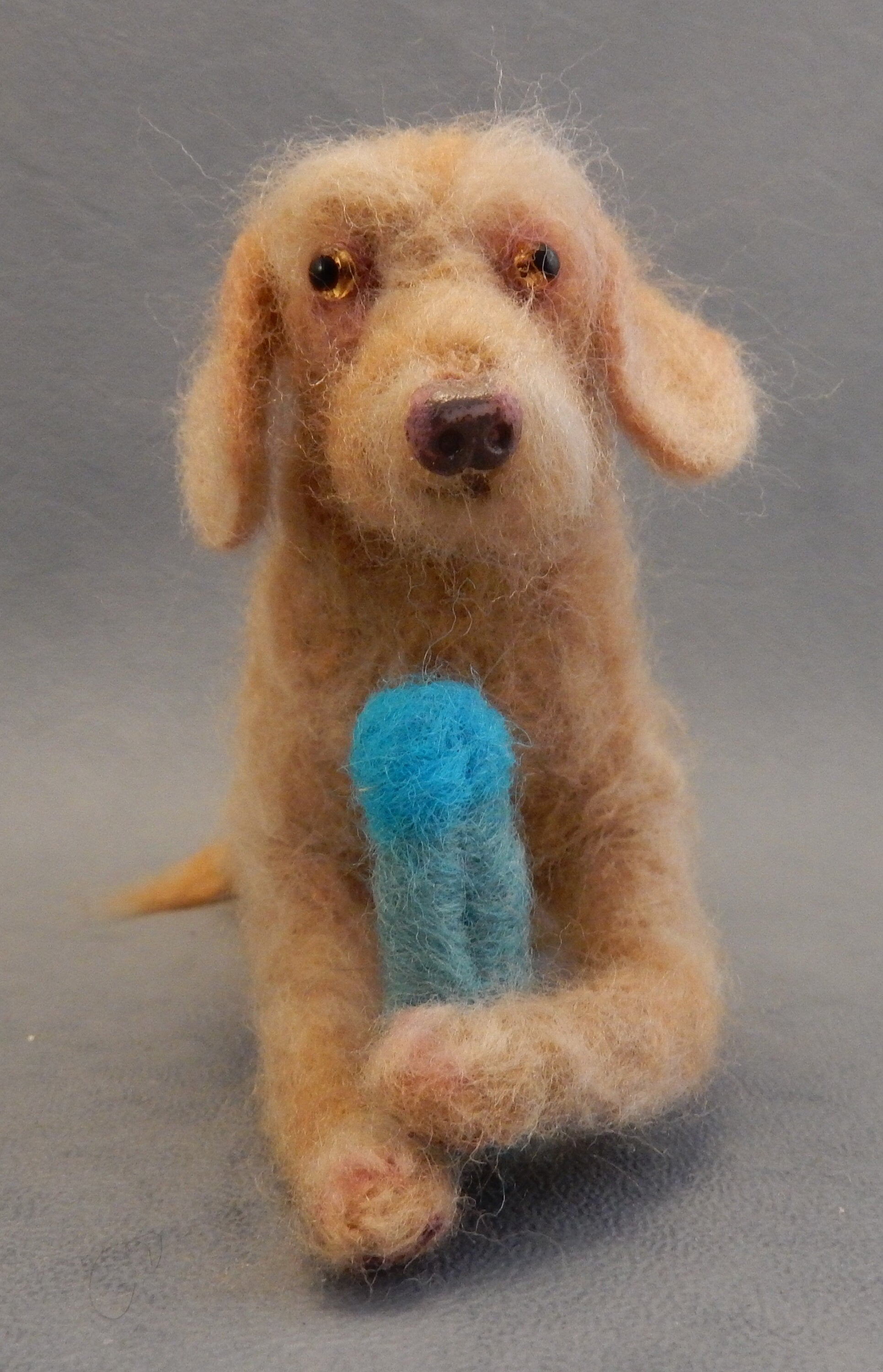 Drahthaar needle-felted dog urn deco