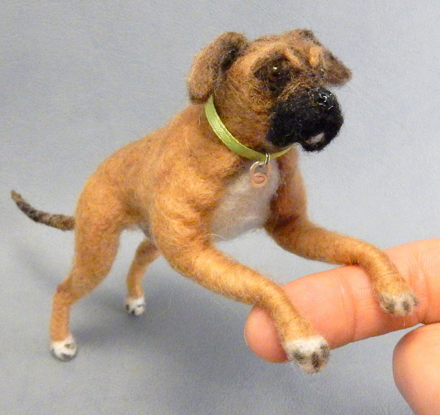 Custom dog replica Boxer needle felted 