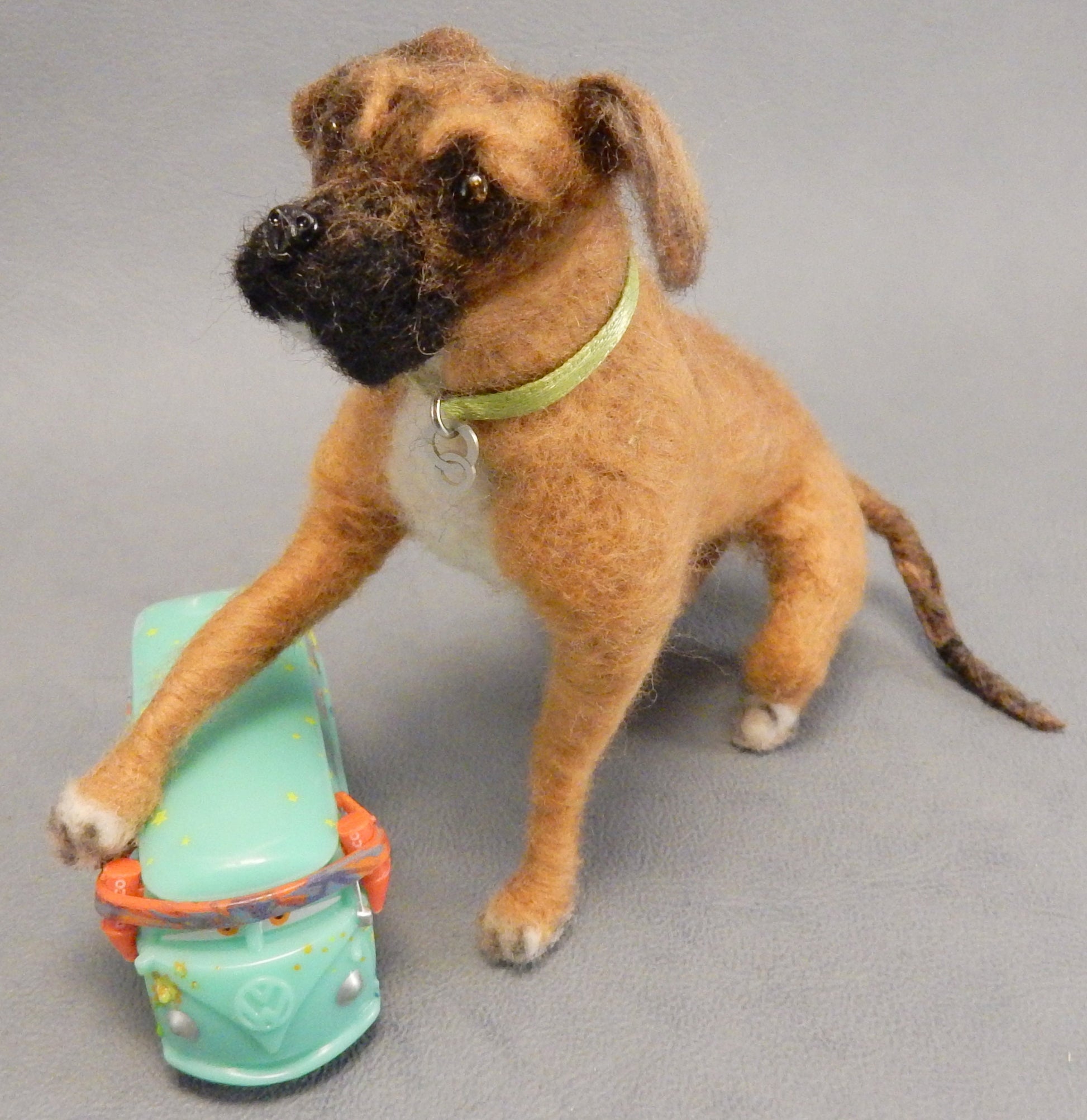 Custom dog replica Boxer needle felted 