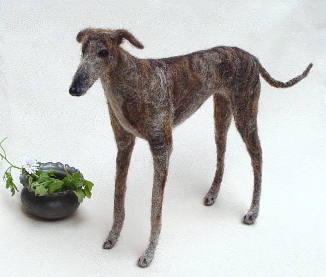 brindle Galgo Espanol felted dog miniature