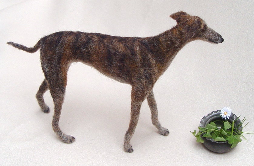 brindle Galgo Espanol felted dog miniature