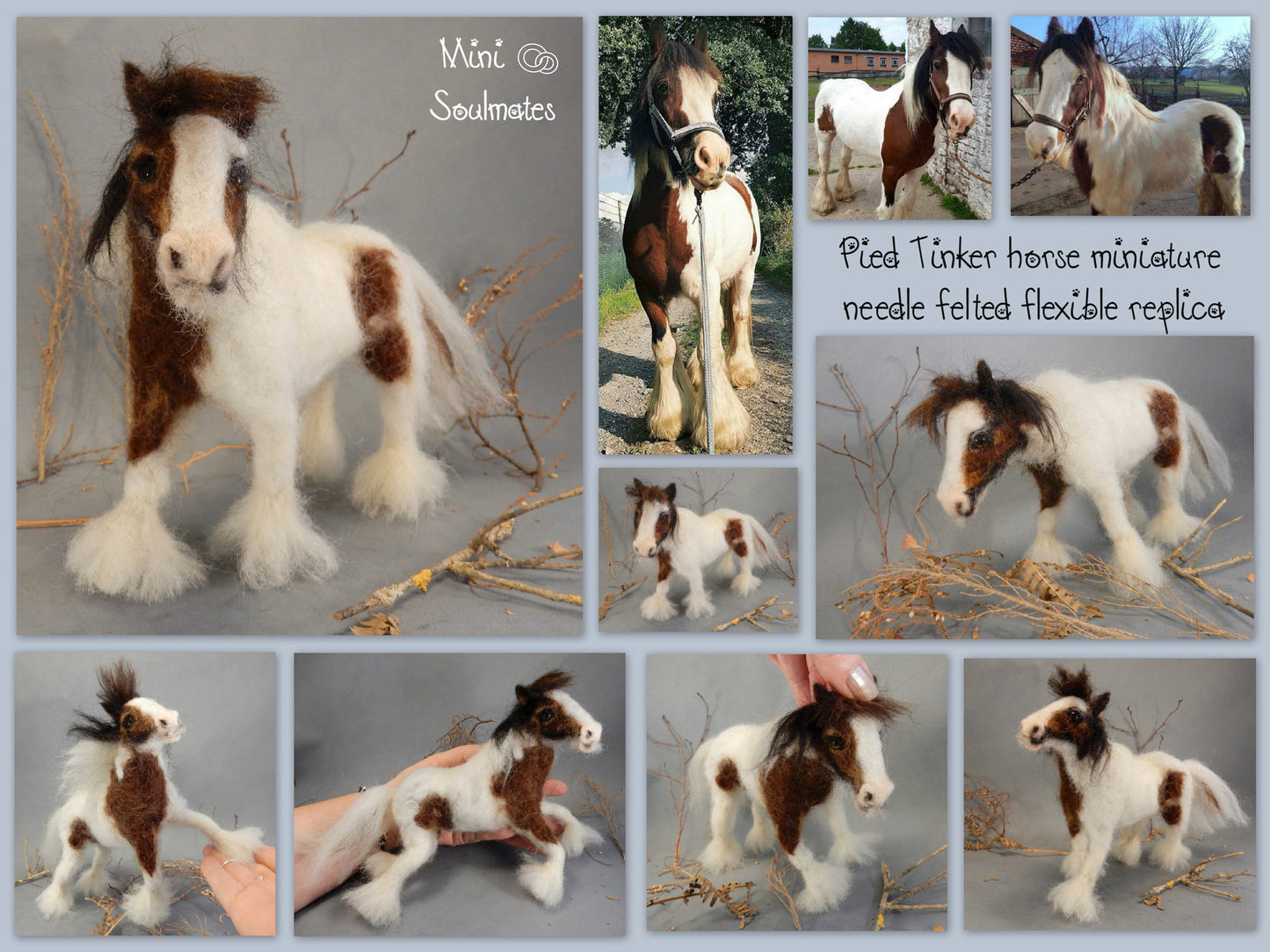 Needle felted horse sculpture Tinker Irish Cob portrait Gypsy horse me