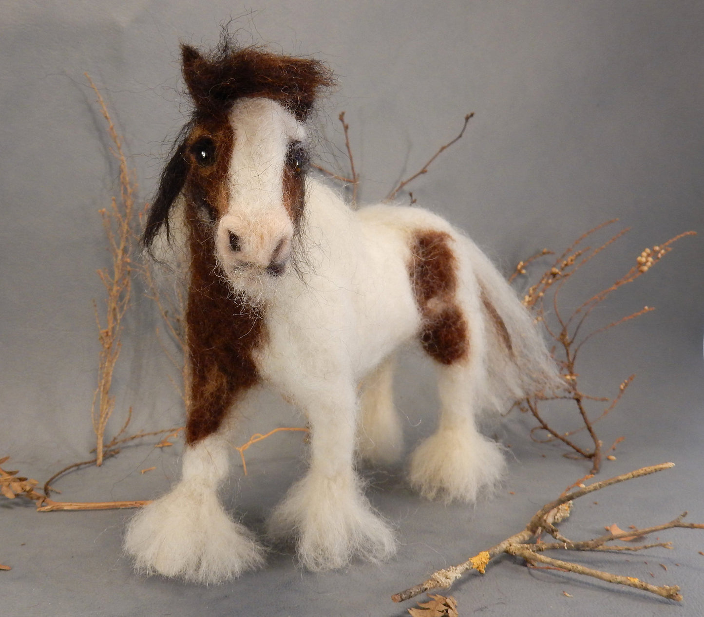 Needle felted horse sculpture Tinker Irish Cob portrait Gypsy horse me