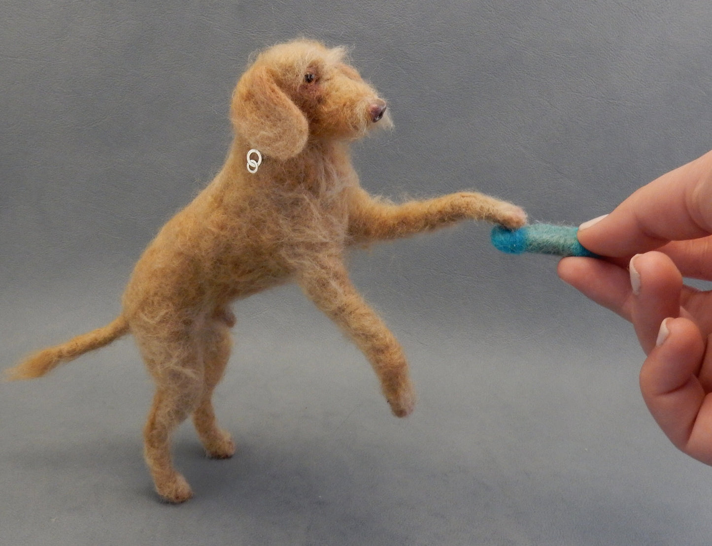 Drahthaar needle-felted dog urn deco