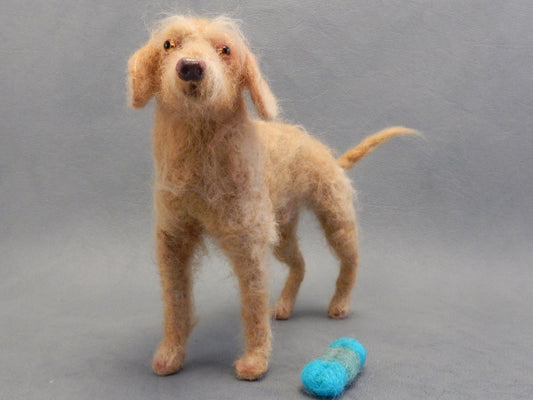 Drahthaar needle felted dog urn deco German Wirehaired Vizsla custom f