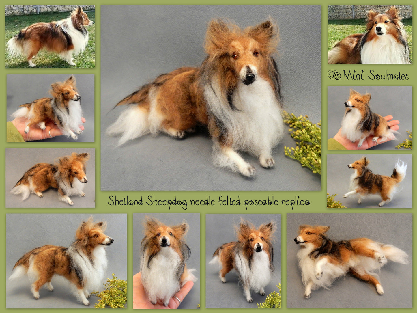 Sheltie needle-felted dog miniature Rough Collie dog replica