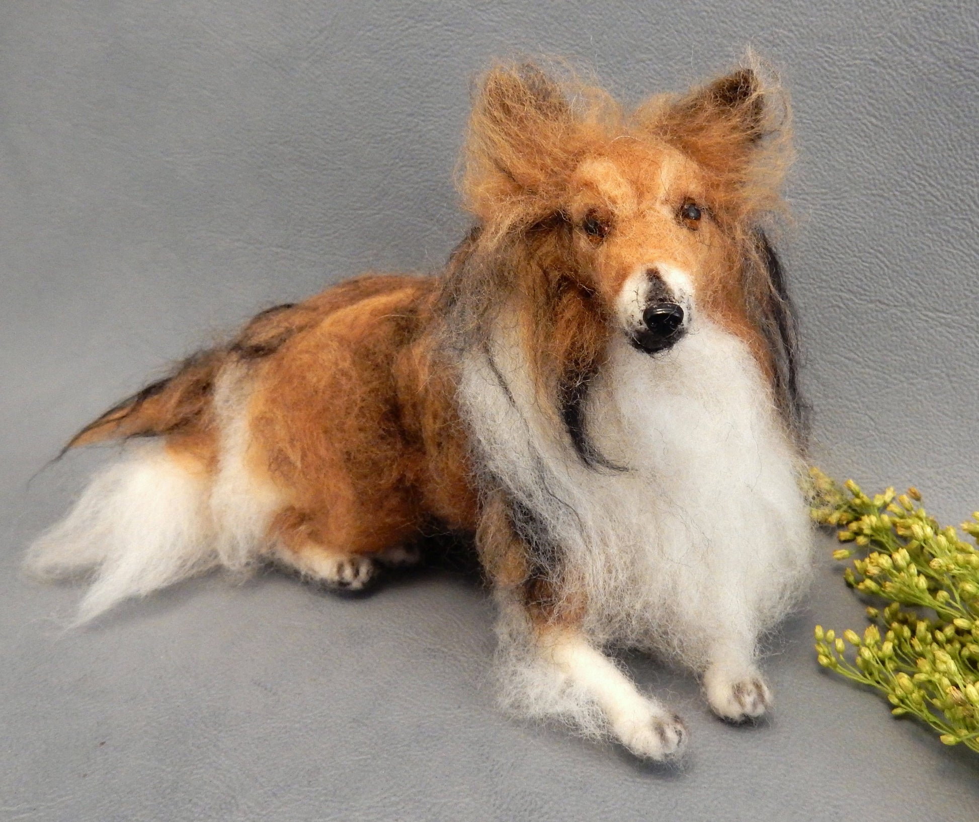 Sheltie needle-felted dog miniature Rough Collie dog replica