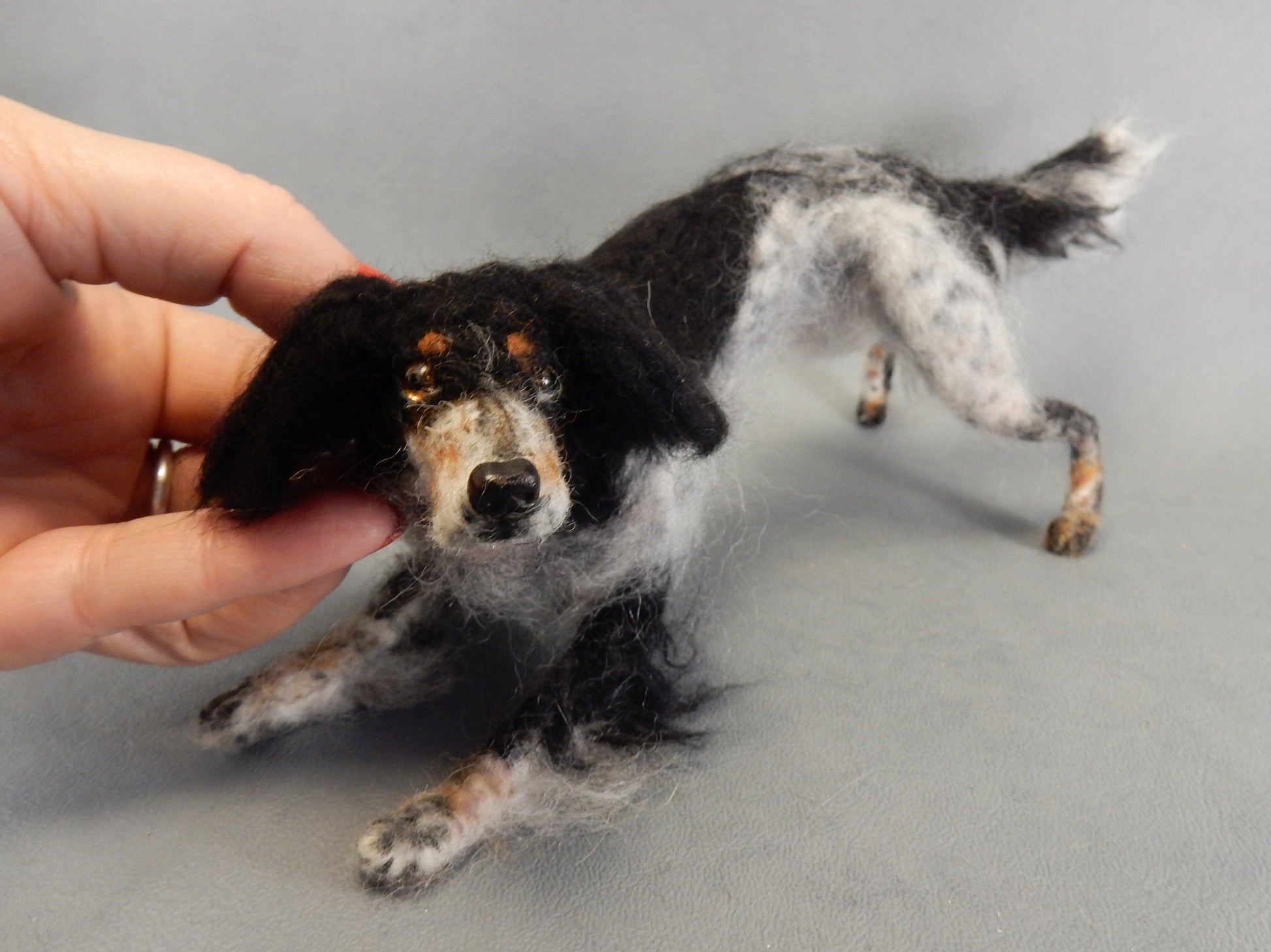 Setter needle-felted dog miniature