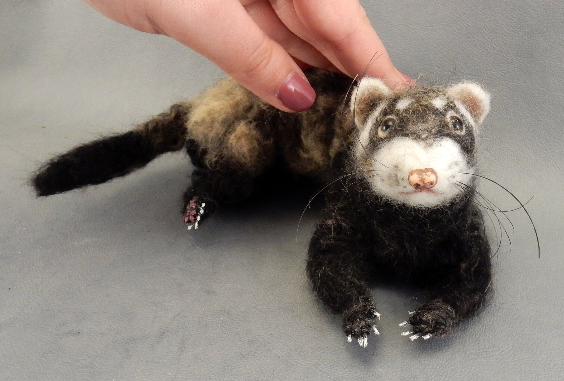 needle-felt ferret replica faux taxidermy