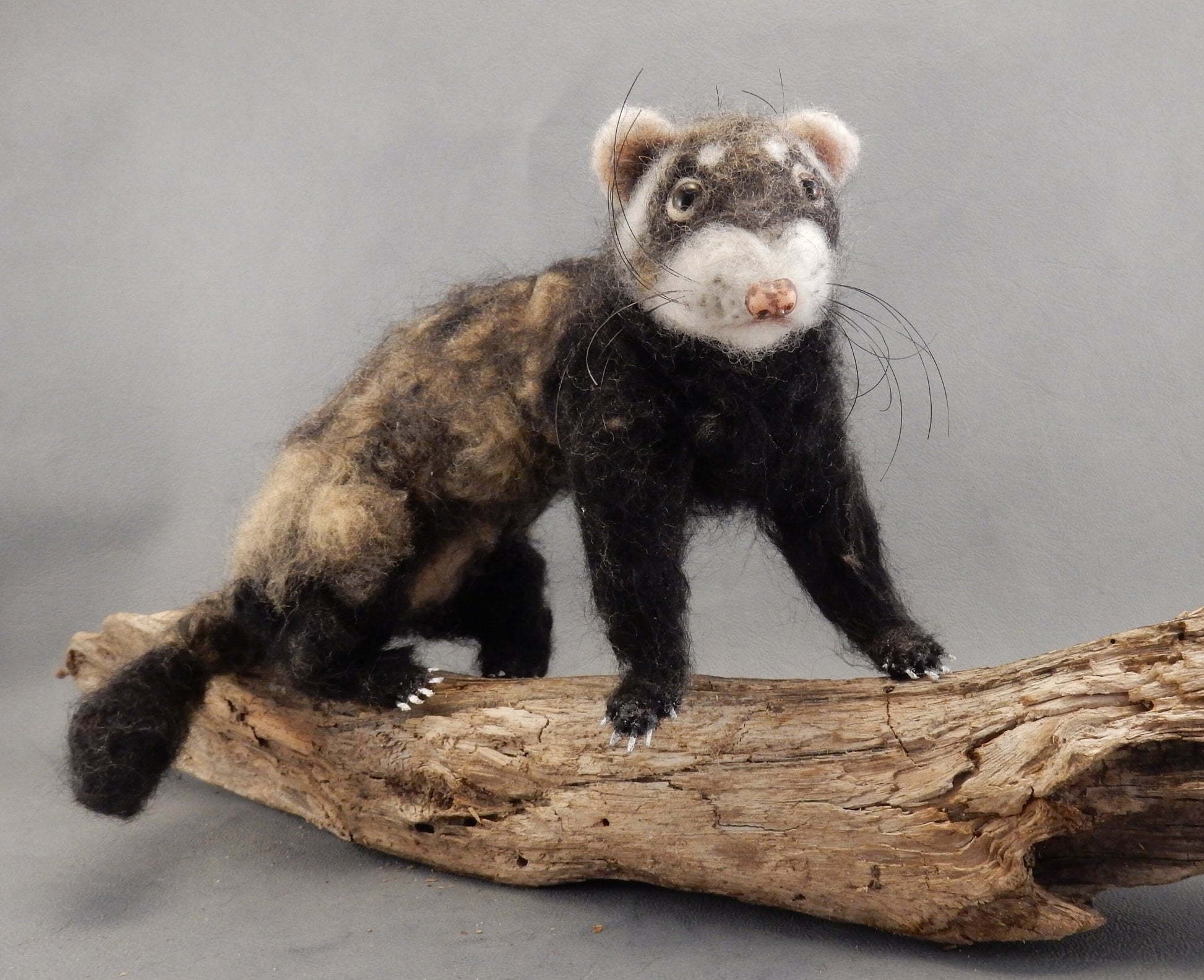 needle-felt ferret replica faux taxidermy