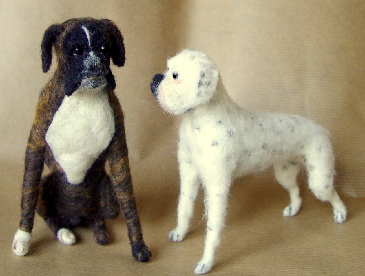 Custom dog replica Boxer needle felted 